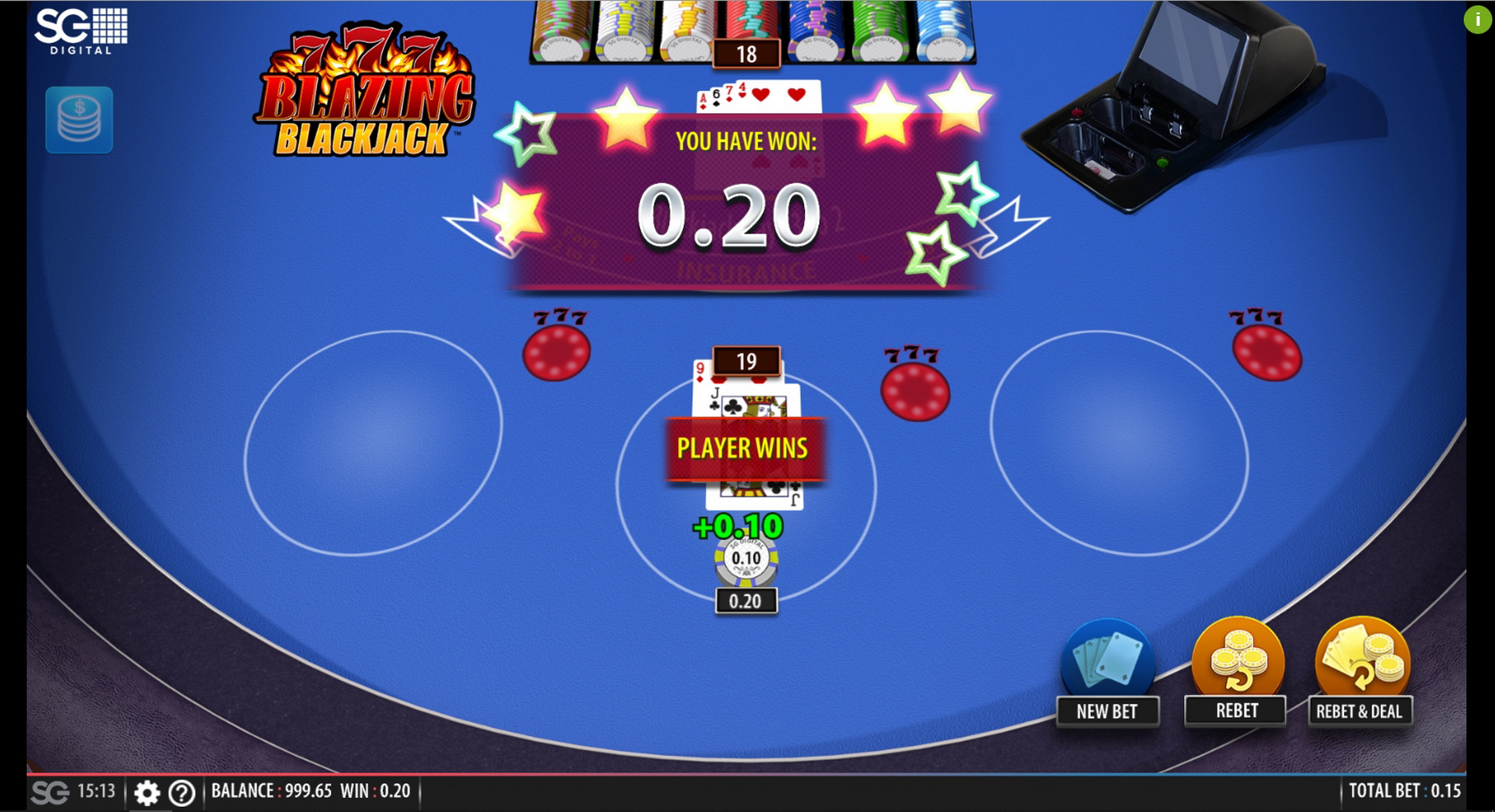 Win Money in Blazing 7's Blackjack Free Slot Game by Shuffle Master