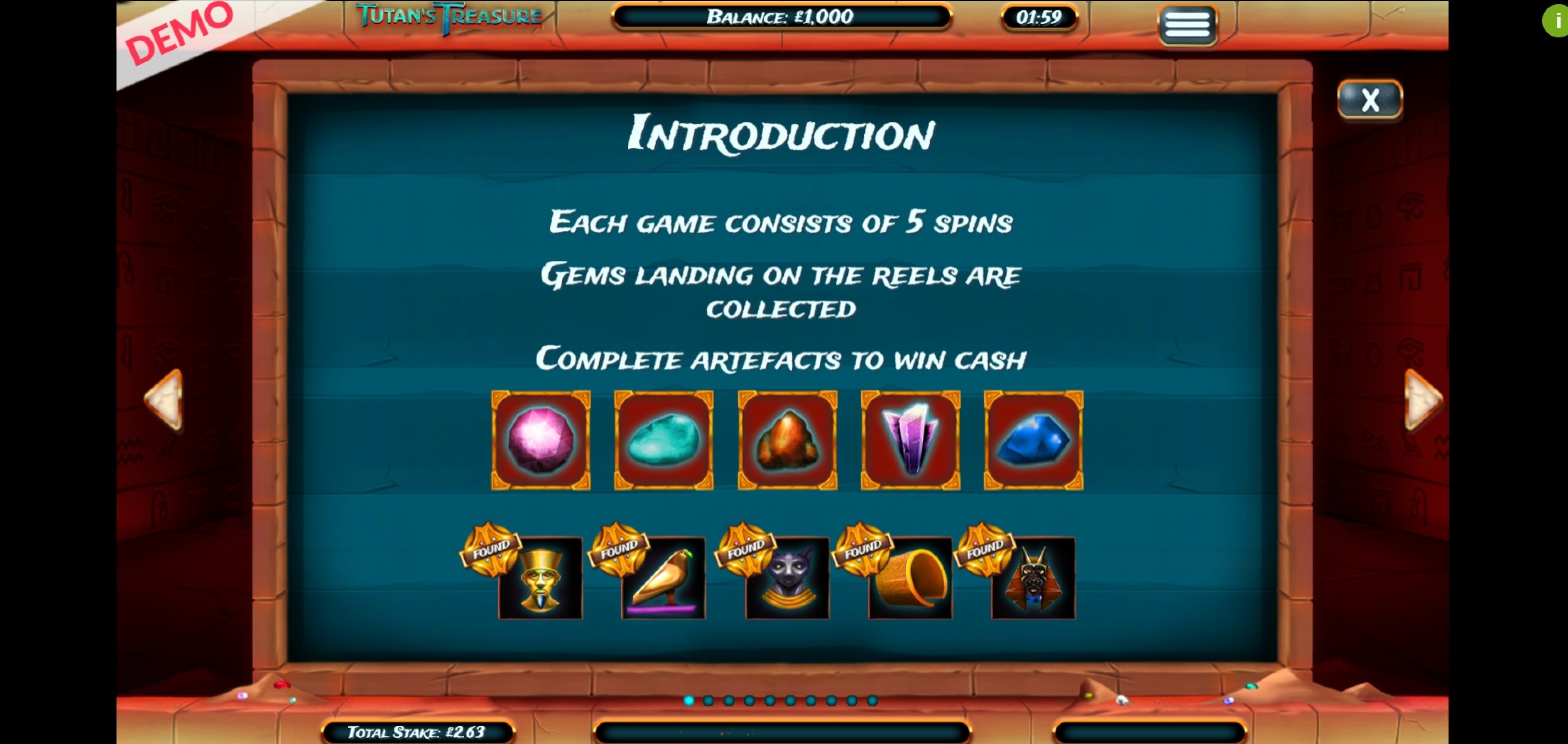 Info of Tutan's Treasure Slot Game by Slingo