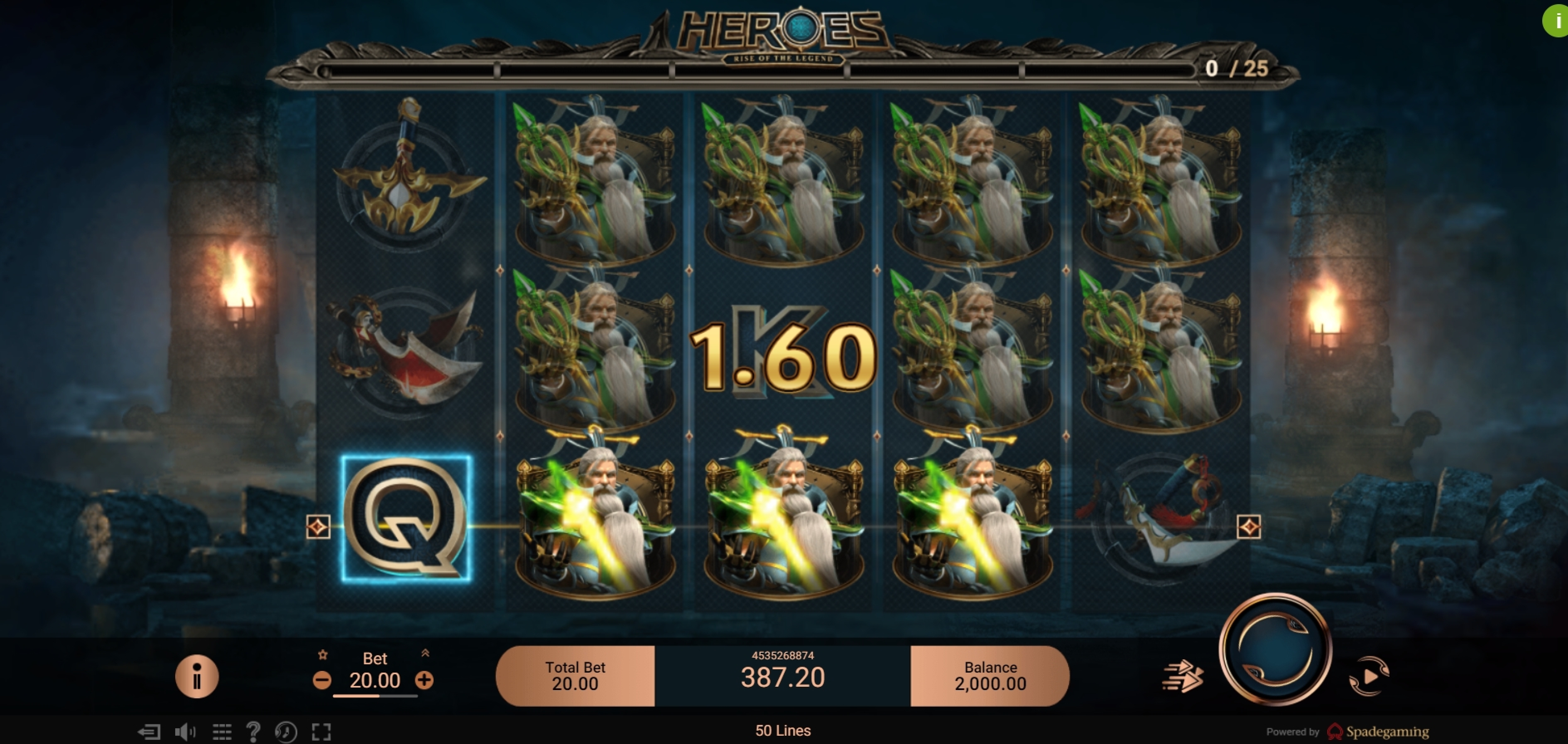 Win Money in Heroes Rise of the Legend Free Slot Game by Spade Gaming