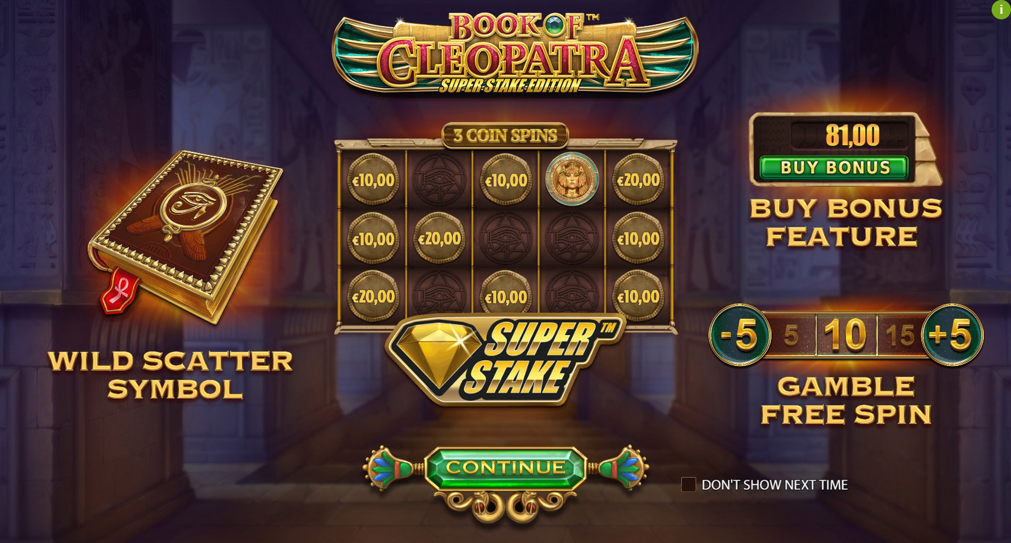 Play Book of Cleopatra Super Stake Edition Free Casino Slot Game by Stakelogic