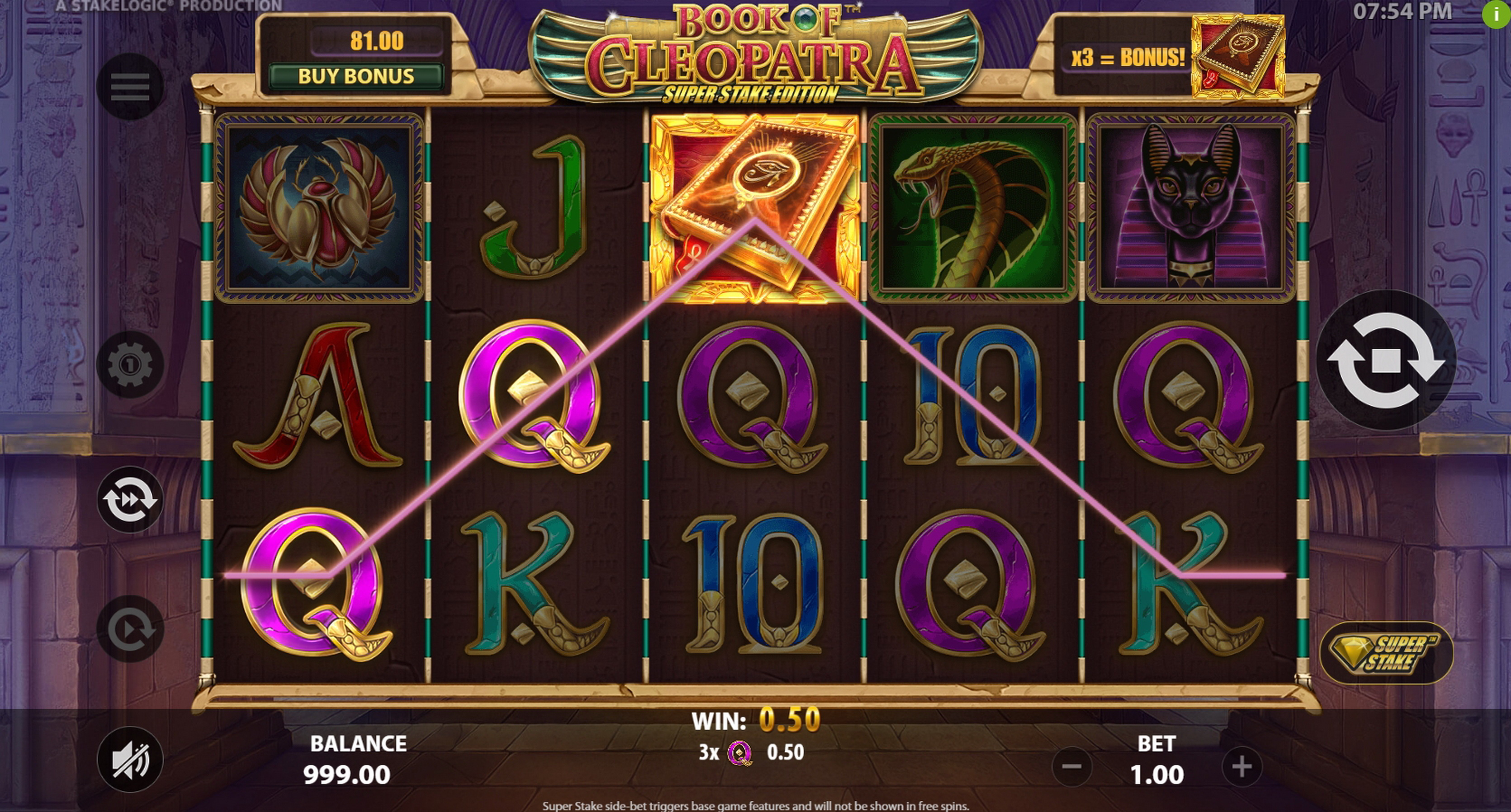 Win Money in Book of Cleopatra Super Stake Edition Free Slot Game by Stakelogic