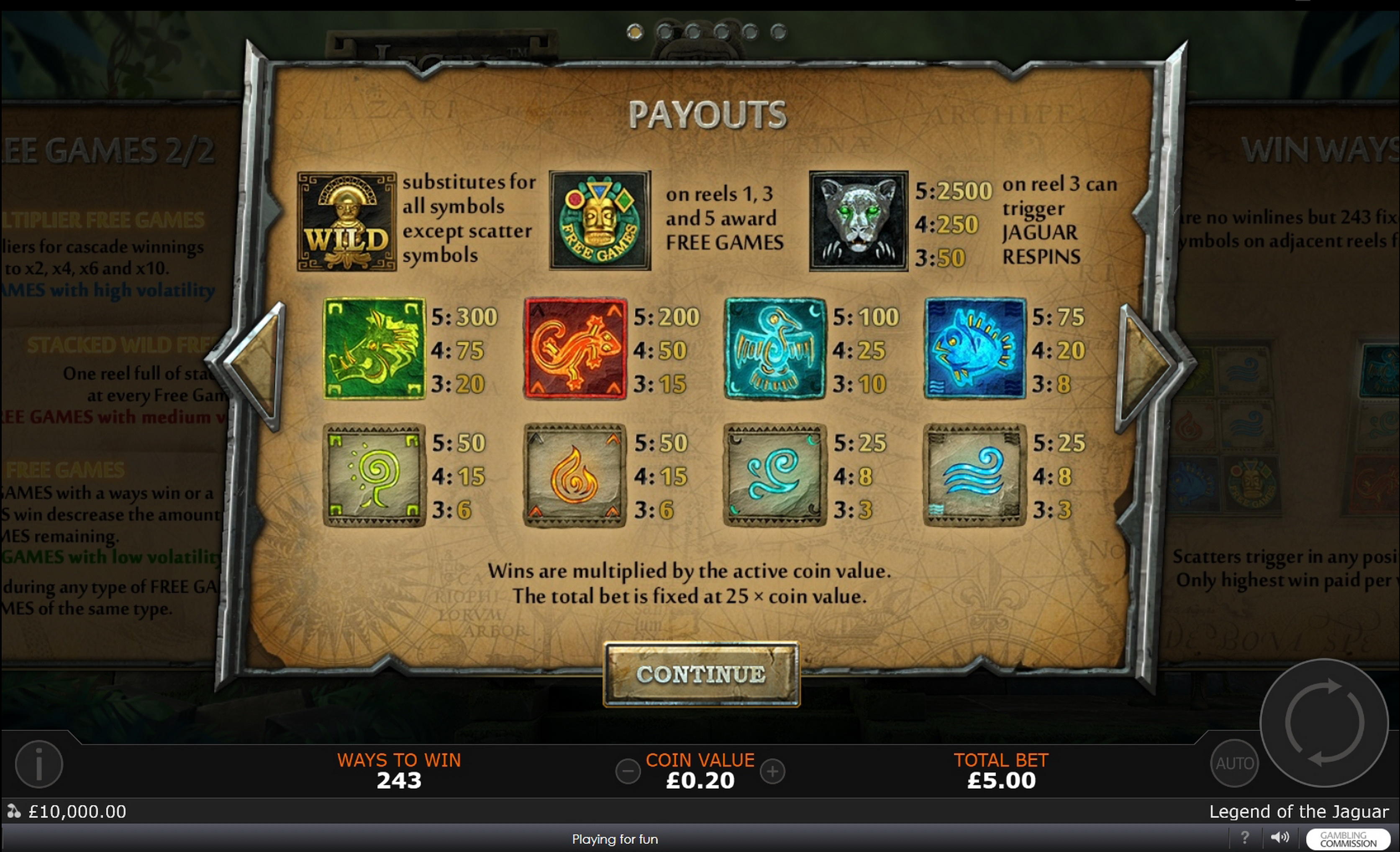 Info of Legend of the Jaguar Slot Game by SUNfox Games