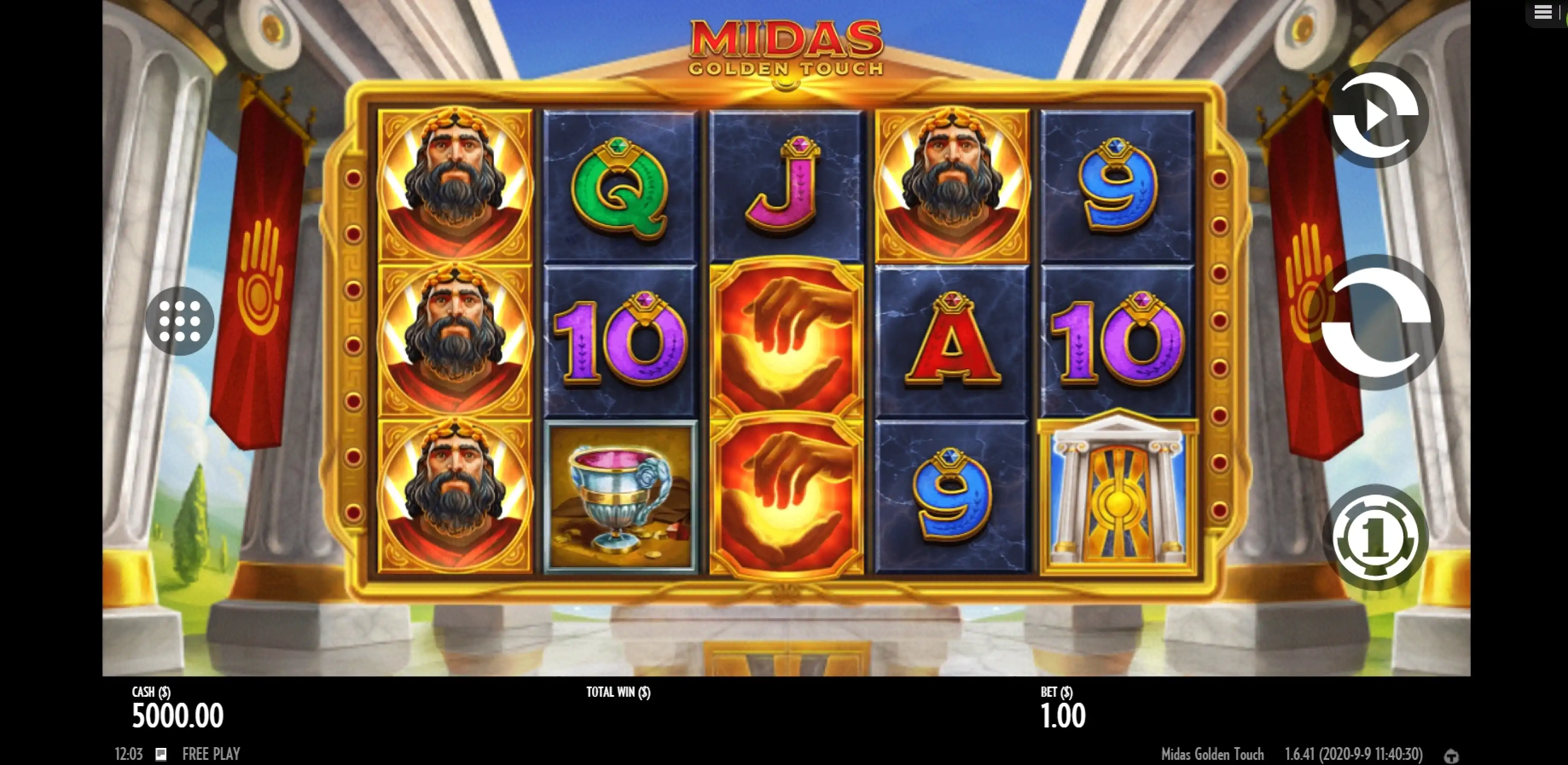 Reels in Midas Golden Touch Slot Game by Thunderkick