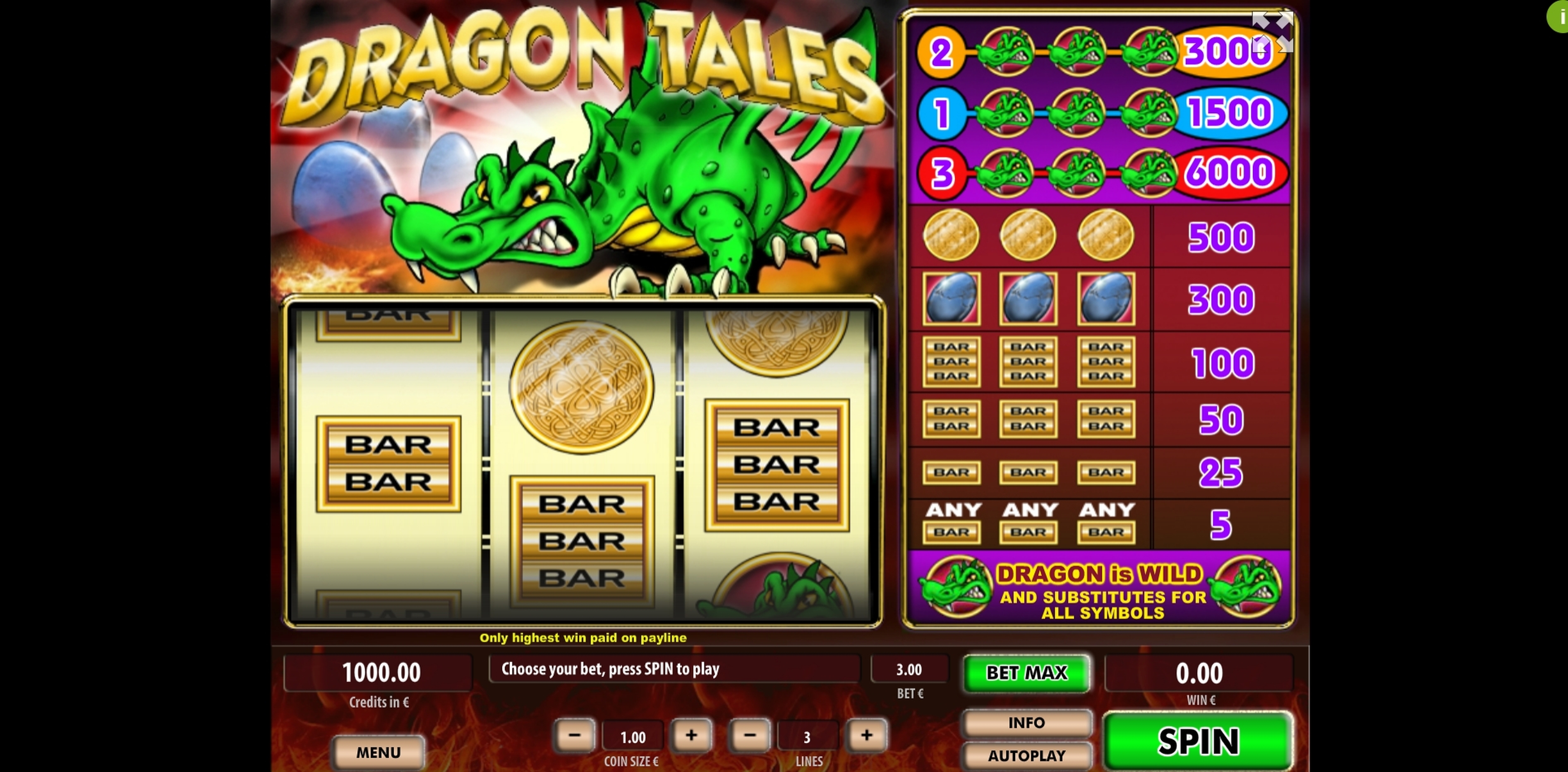 Reels in Dragon Tales Slot Game by Tom Horn Gaming