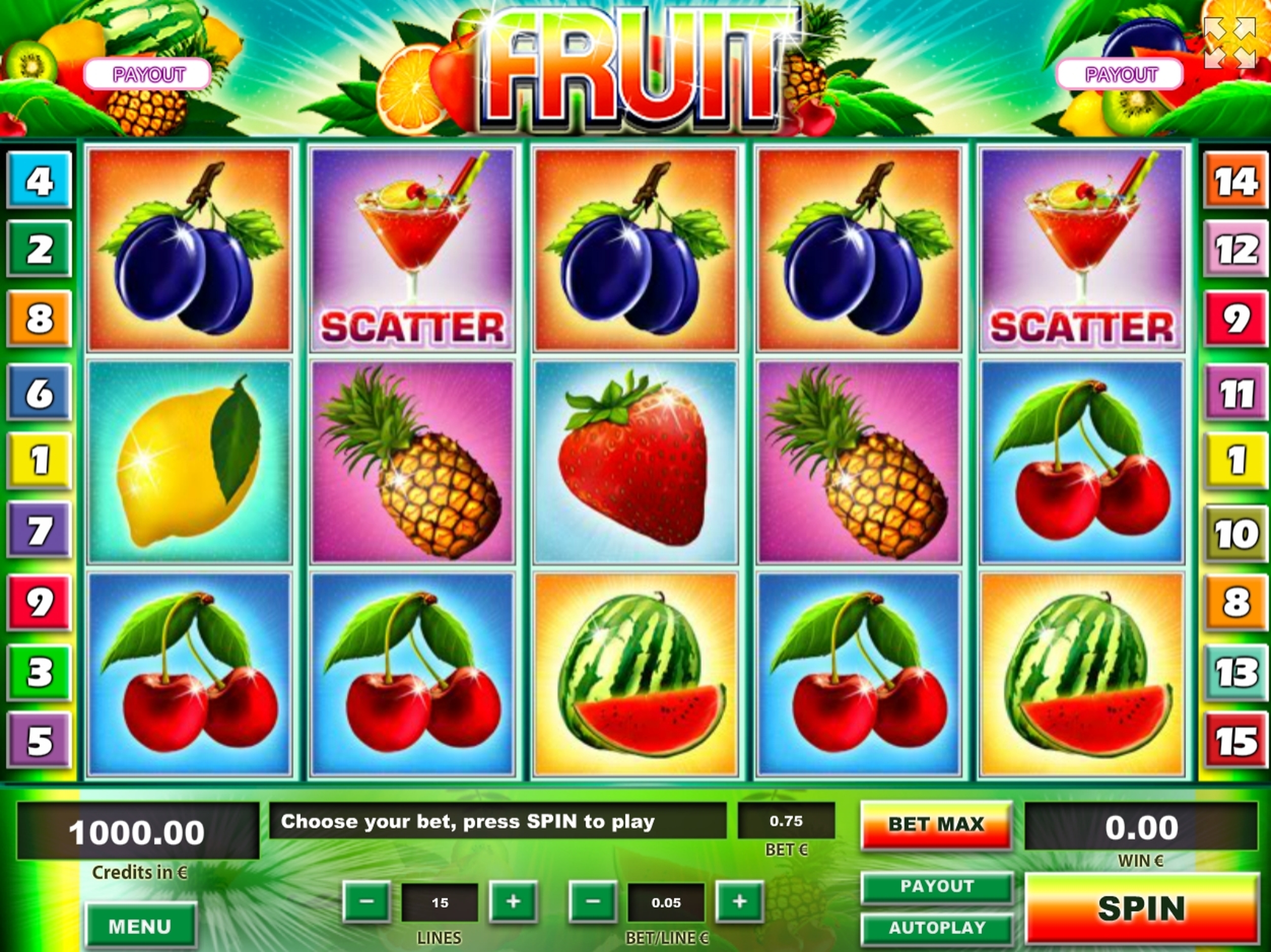 Reels in Fruit Slot Game by Tom Horn Gaming