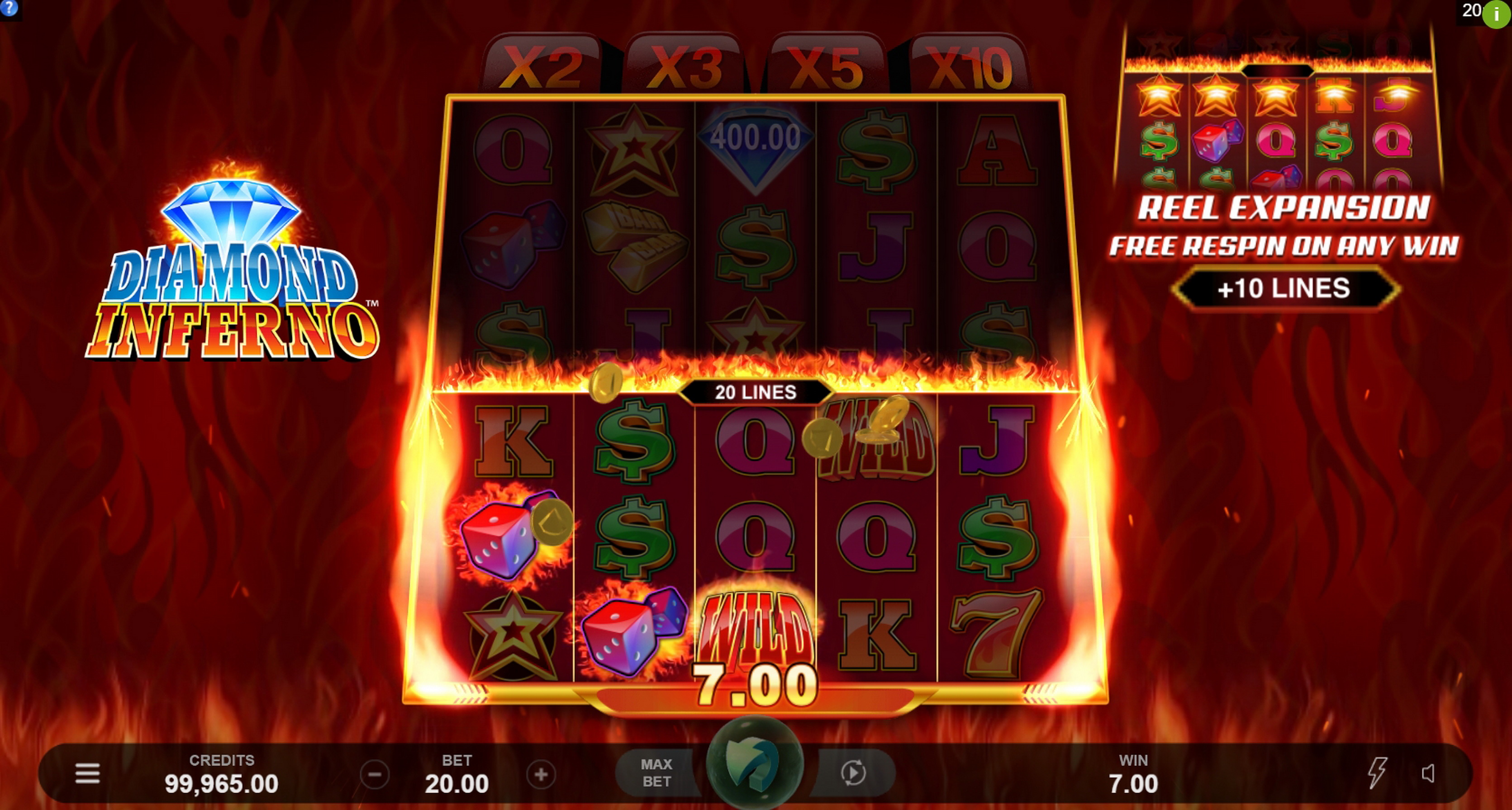 Win Money in Diamond Inferno Free Slot Game by Triple Edge Studios