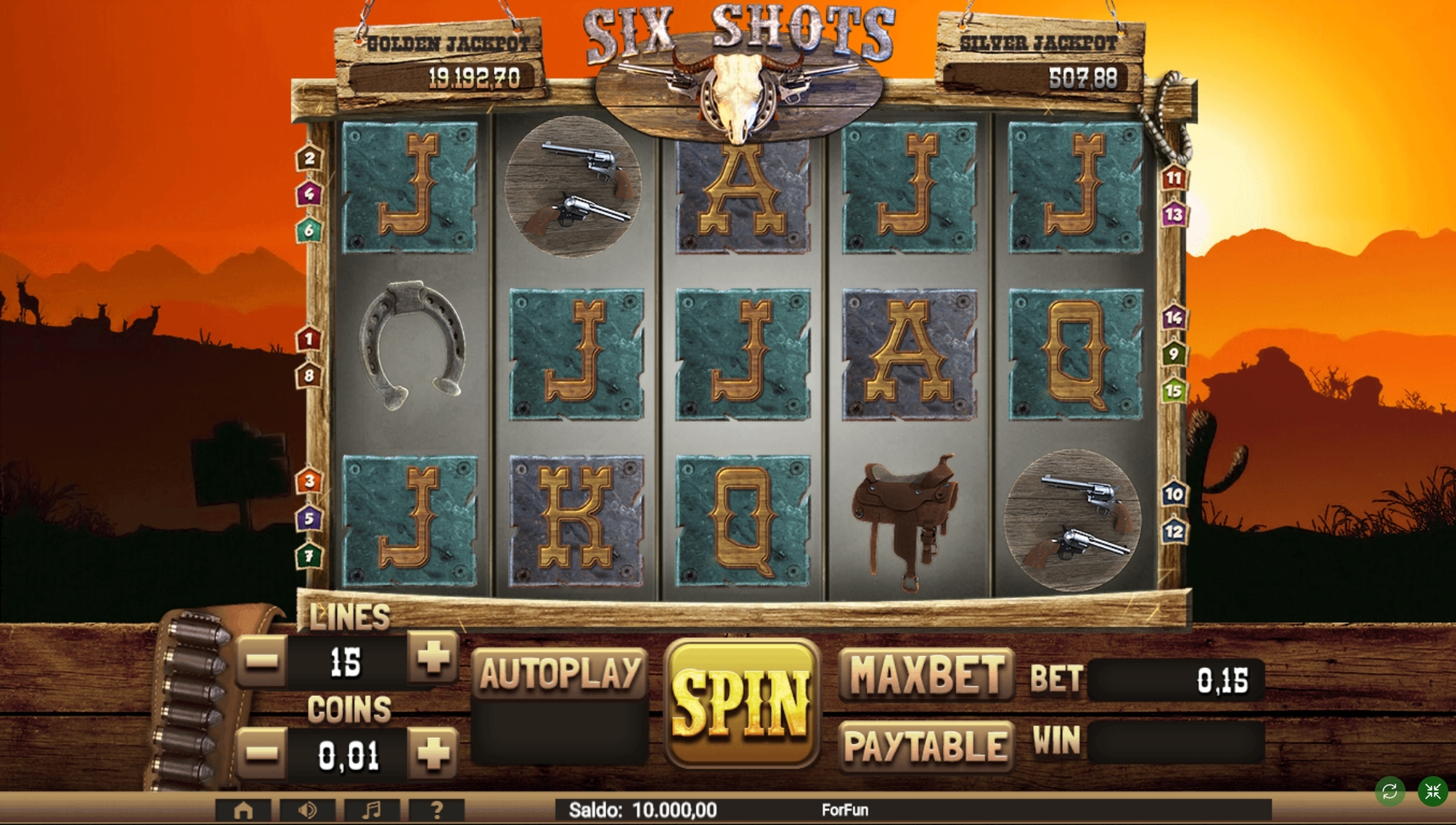 Reels in Six Shots Slot Game by Tuko Productions