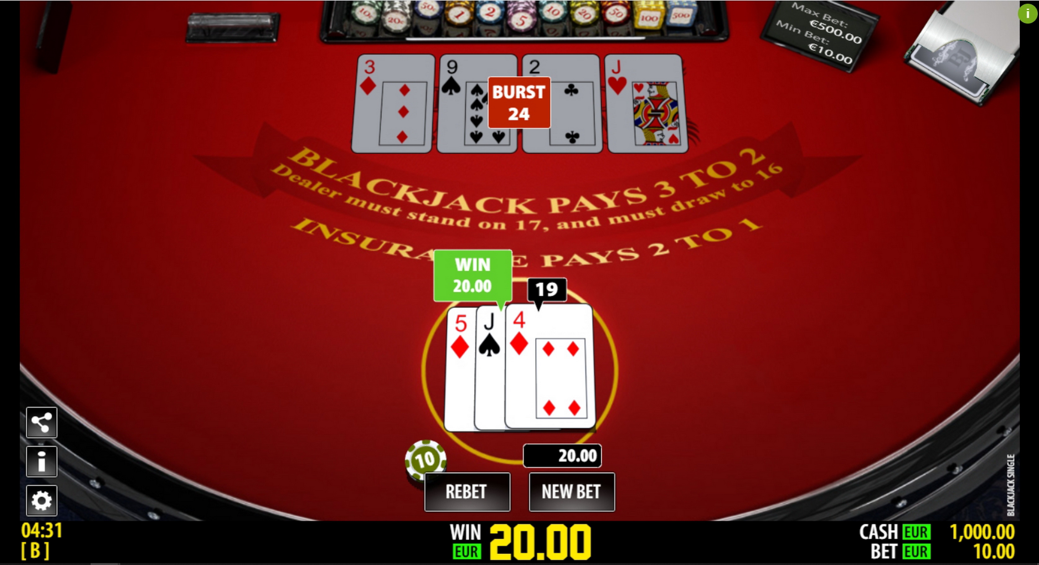 Win Money in BlackJack Single Pprivee (World Match) Free Slot Game by World Match