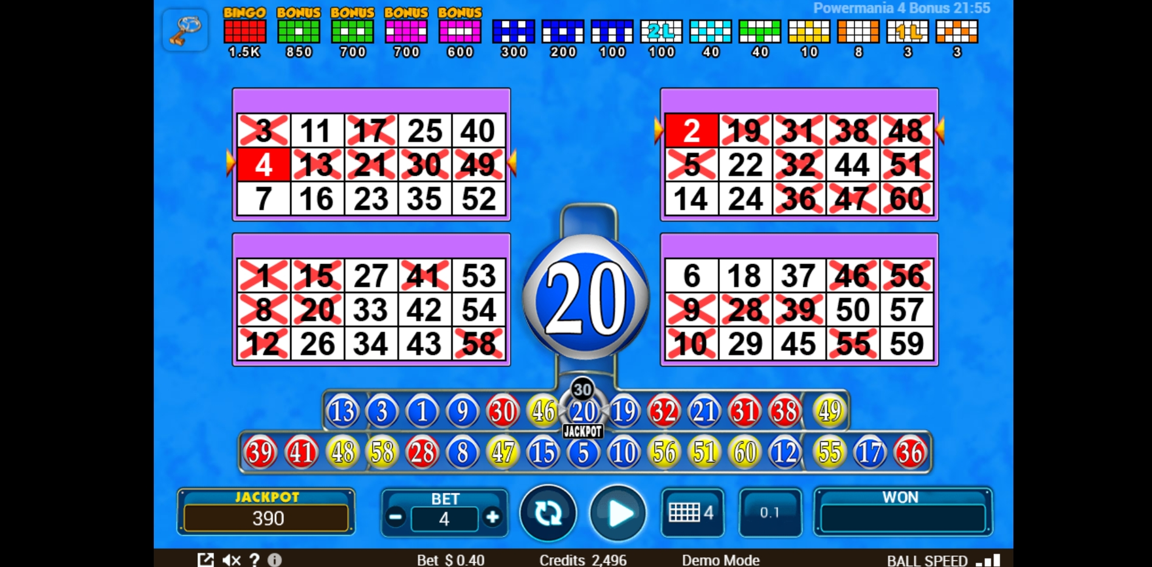 Win Money in Power 4 Bonus Free Slot Game by Zitro