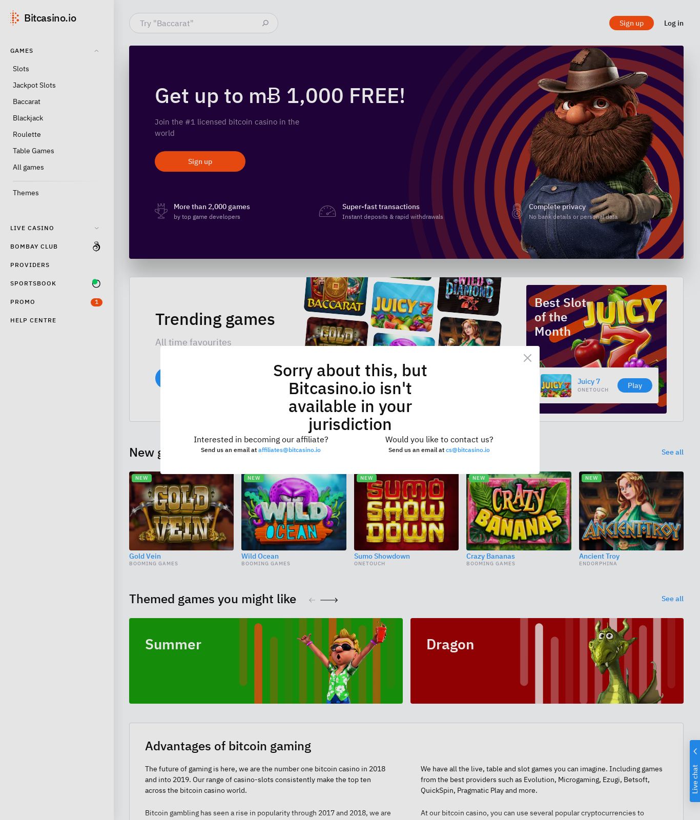 Bitcasino.io Screenshot