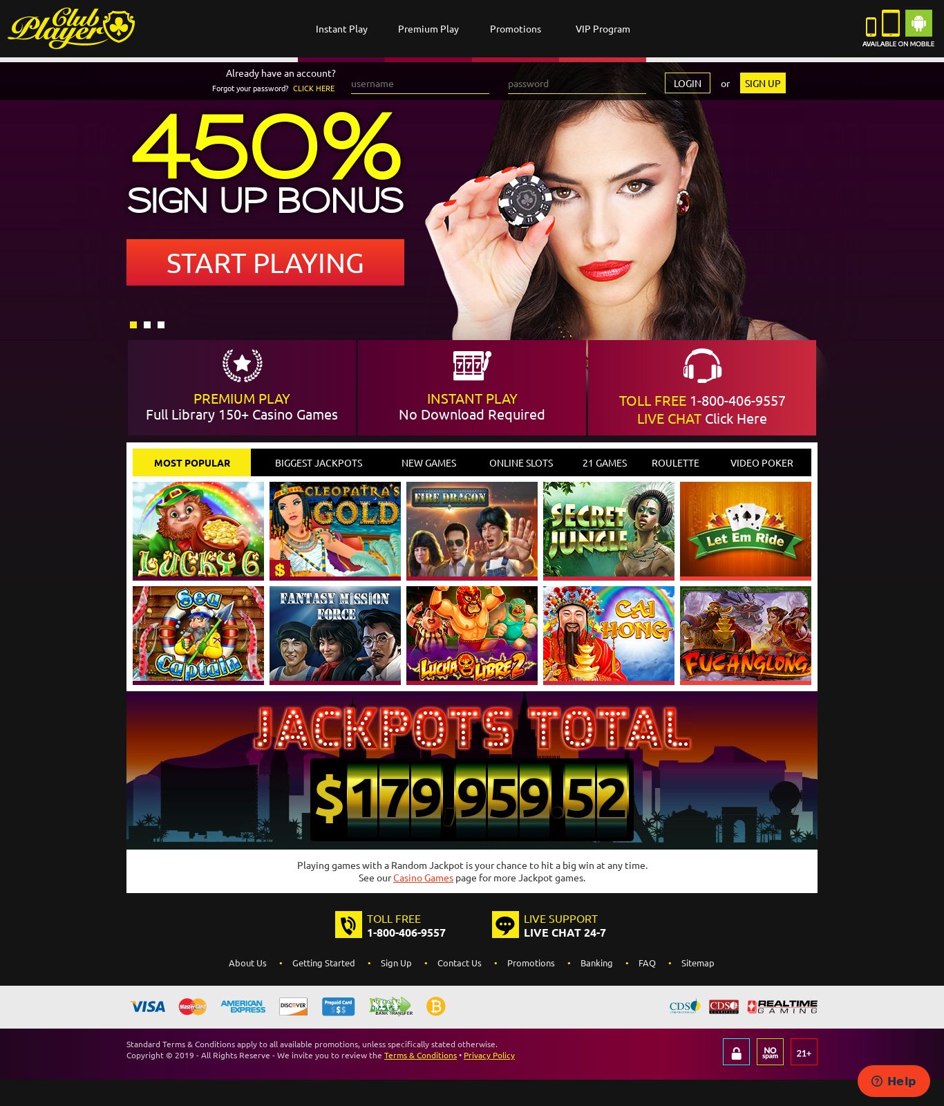 Club Player Casino $100 No Deposit Bonus Codes 2019