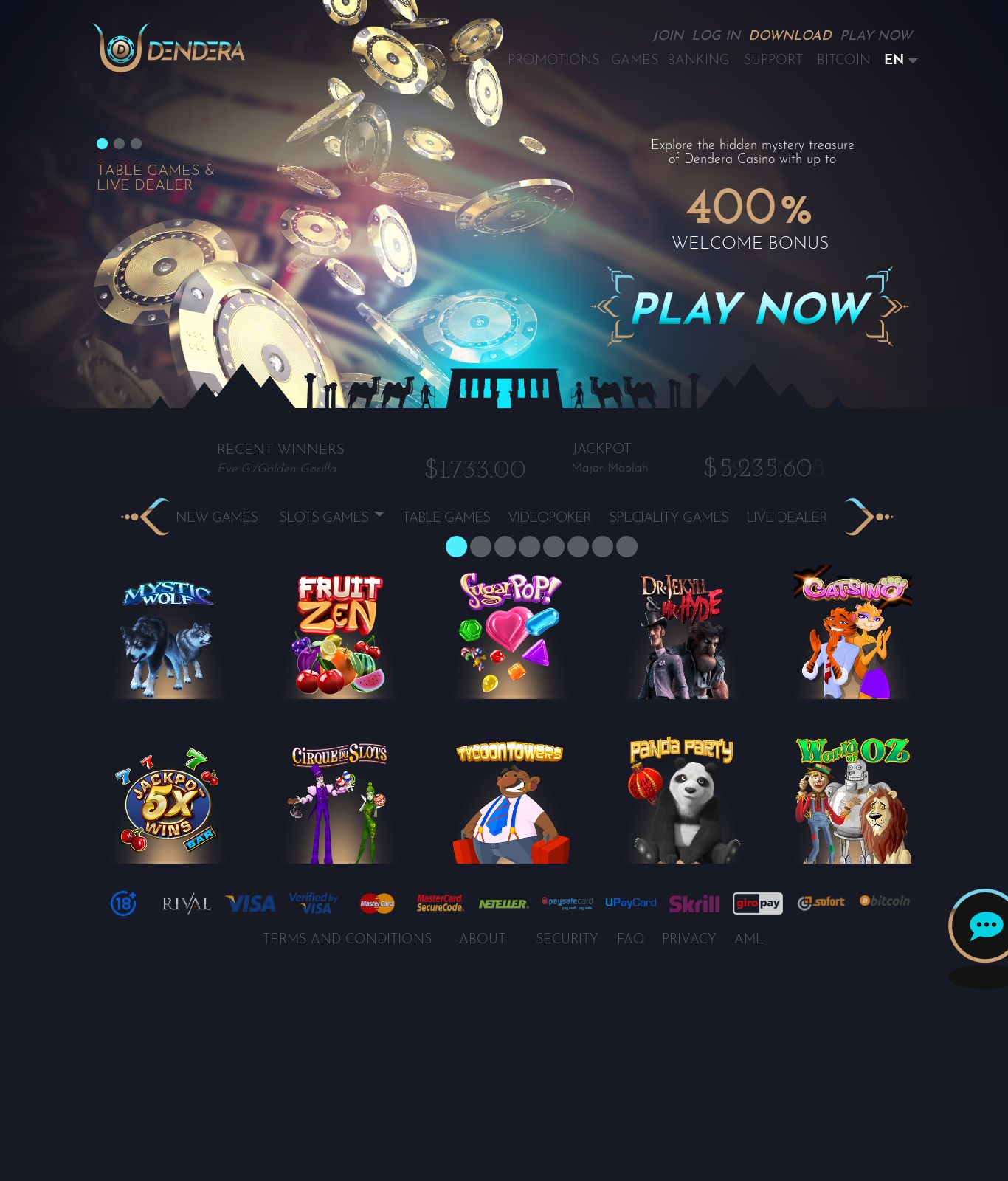 Dendera casino mobile login