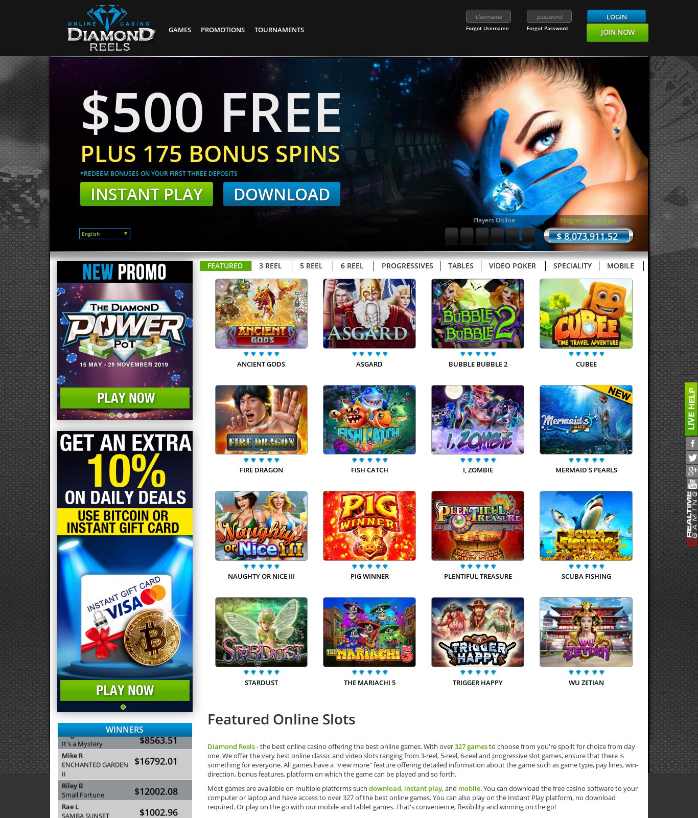 Diamond reels casino rating