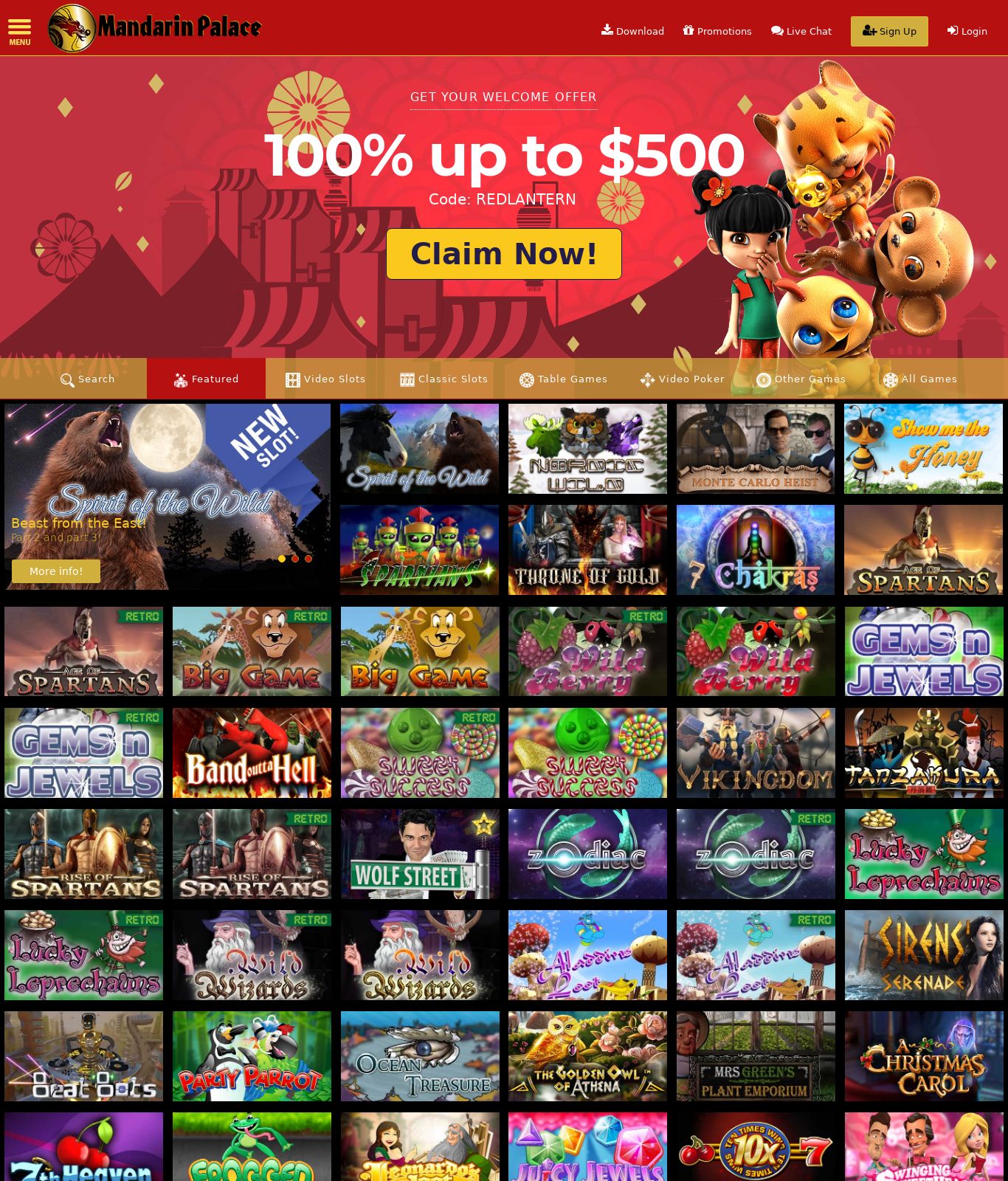 Mandarin Palace $100 No Deposit Bonus 2020